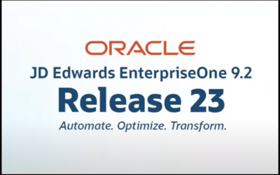 Release 23 – Applications Enhancements in JD Edwards EnterpriseOne 9.2